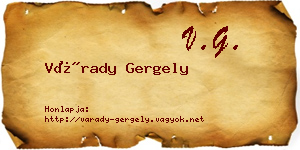 Várady Gergely névjegykártya